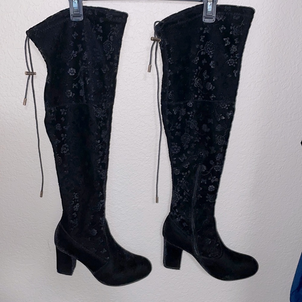 Velvet over knee women’s high heel boots